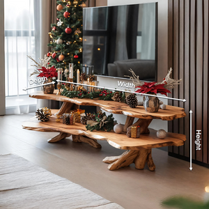 Mid Century Wooden Live Edge TV Console For Holiday Bedroom Christmas