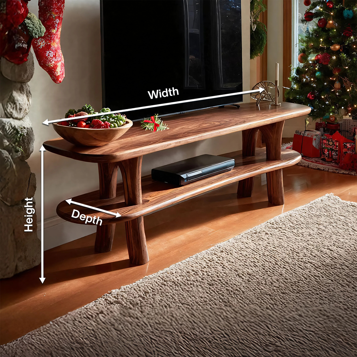 Farmhouse Solid Wood TV Console For Holiday Entryway Design