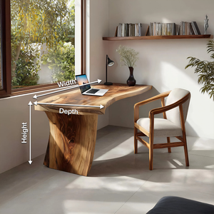 Farmhouse Wooden Live Edge Desk For Office And Study Room