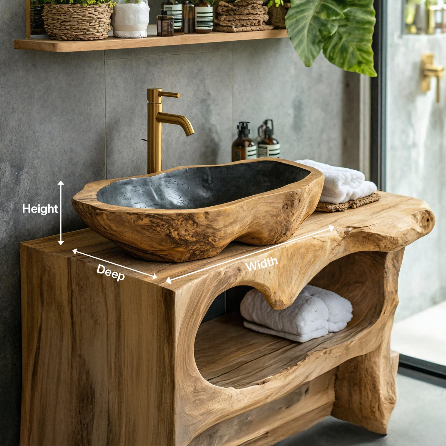 Solid Wood Sink Farmhouse Look For Bathroom Vanity Decor