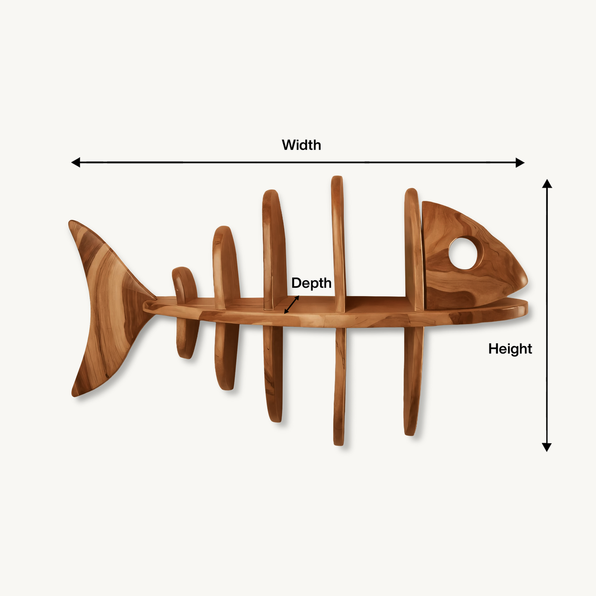 Modern Fish Bone Wall Shelf Nautical Display For Bathroom Kitchen And Beach House