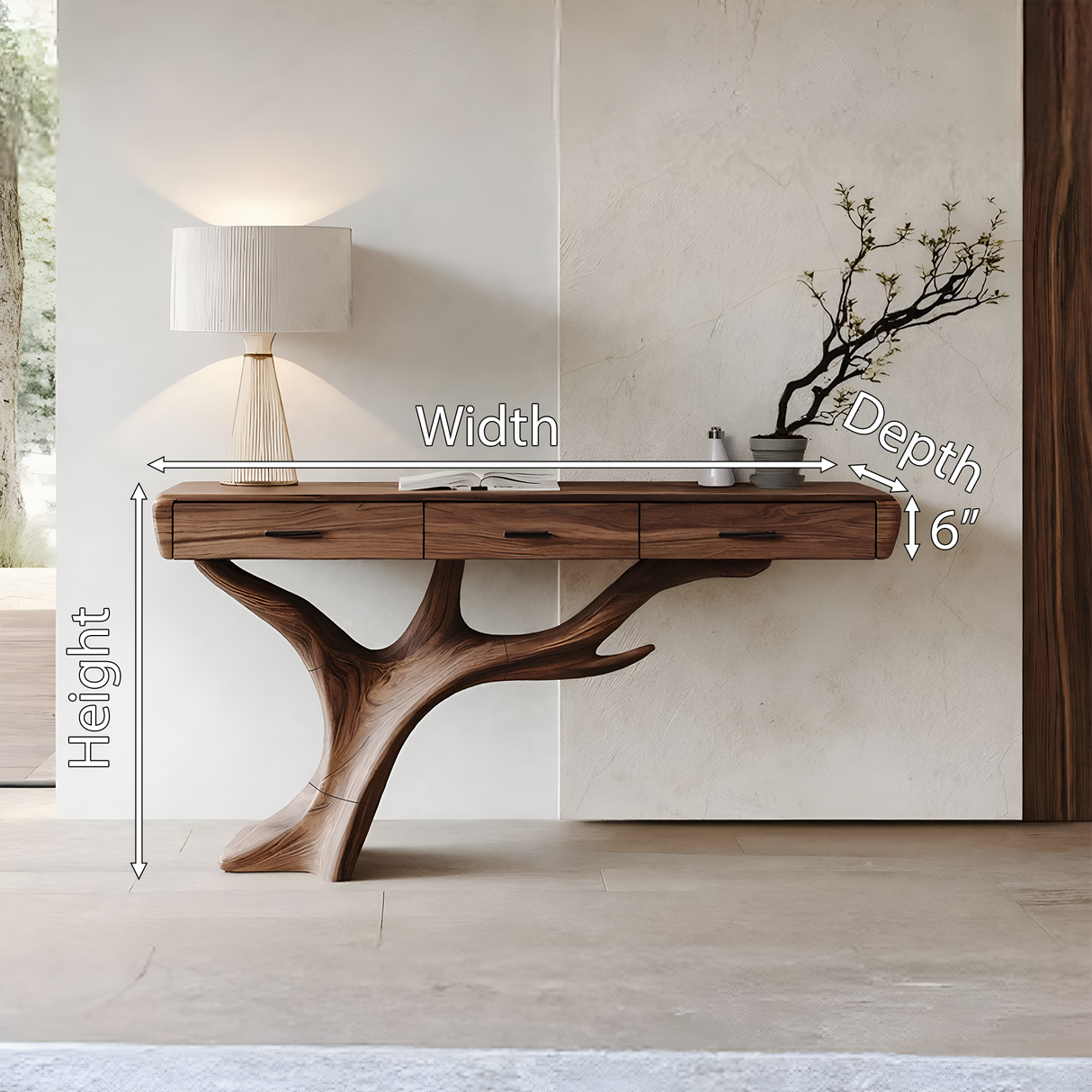 Mid Century Solid Wood Dressing Table For Living Room