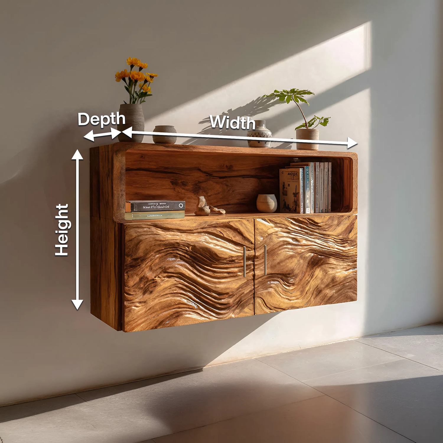 Rustic Live Edge Floating Shelf For Living Room Wall Decor Display