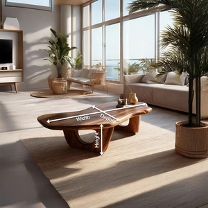 Mid Century Live Edge Coffee Table Solid Wood Furniture Decor