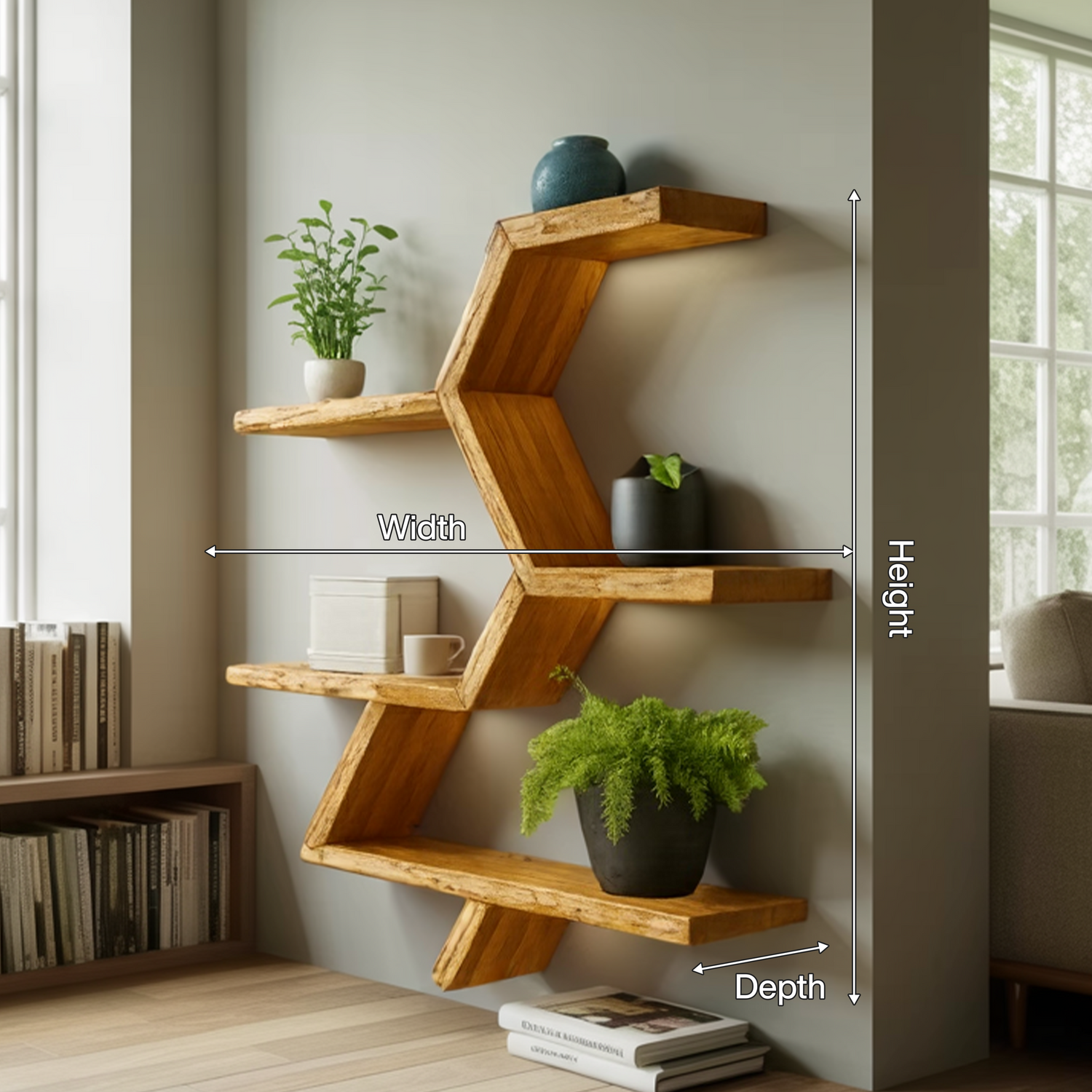 Modern Geometric Wall Shelf For Indoor Plants Display