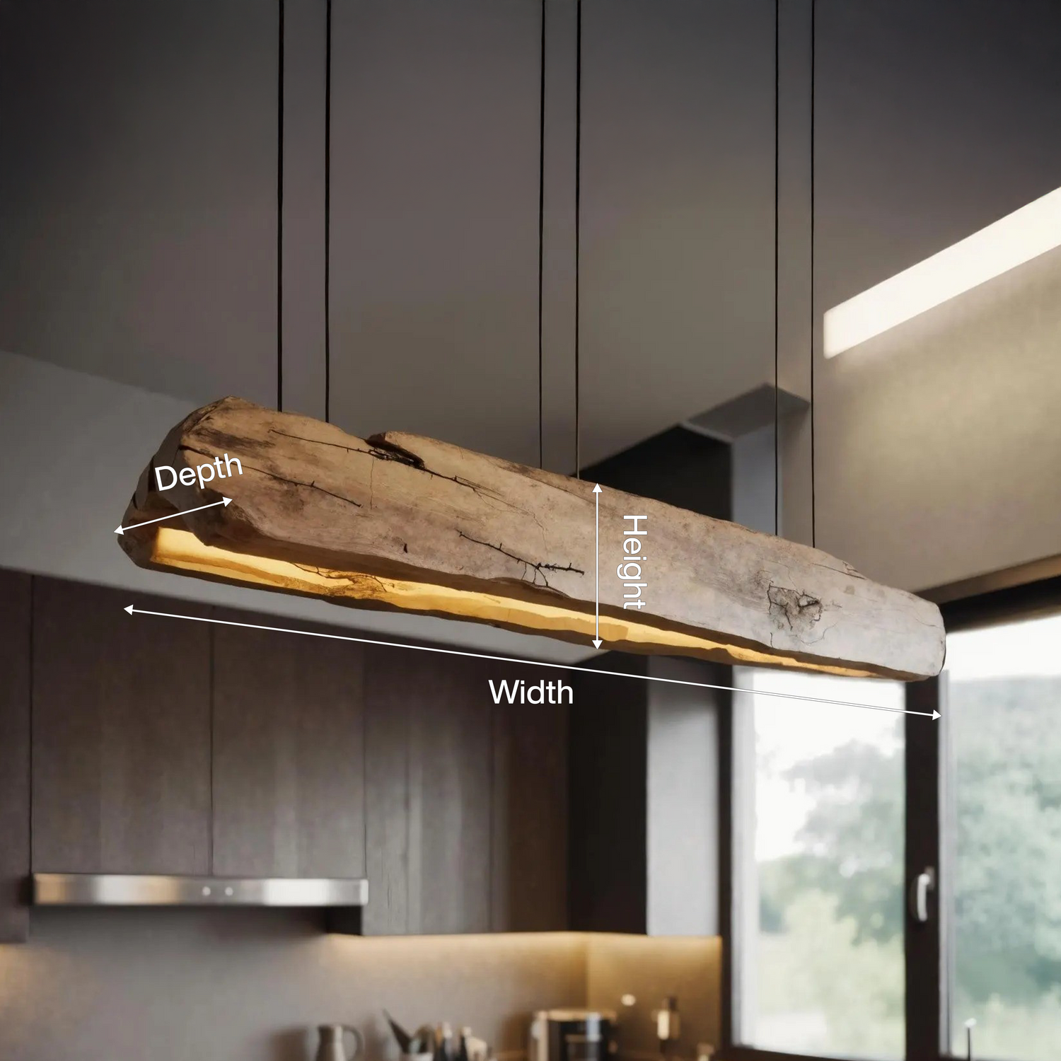 Rustic Log Beam Pendant Lighting For Kitchen Island