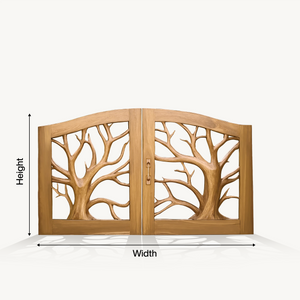 Rustic Tree Carved Entrance Gate For Garden Driveway