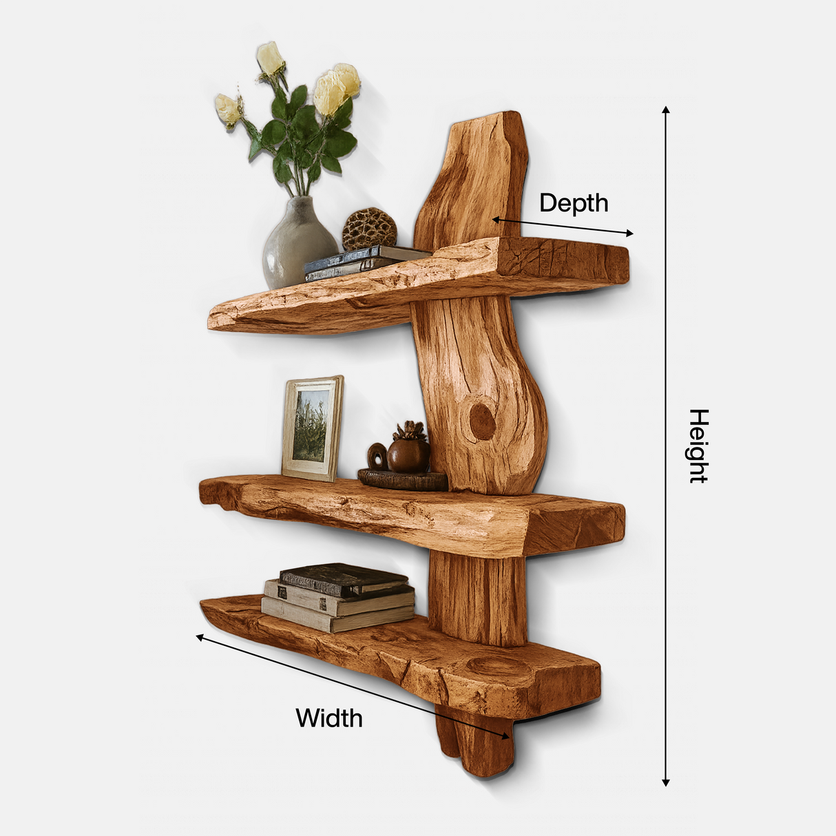 Rustic Wall Shelf For Bedroom Or Reading Corner Display