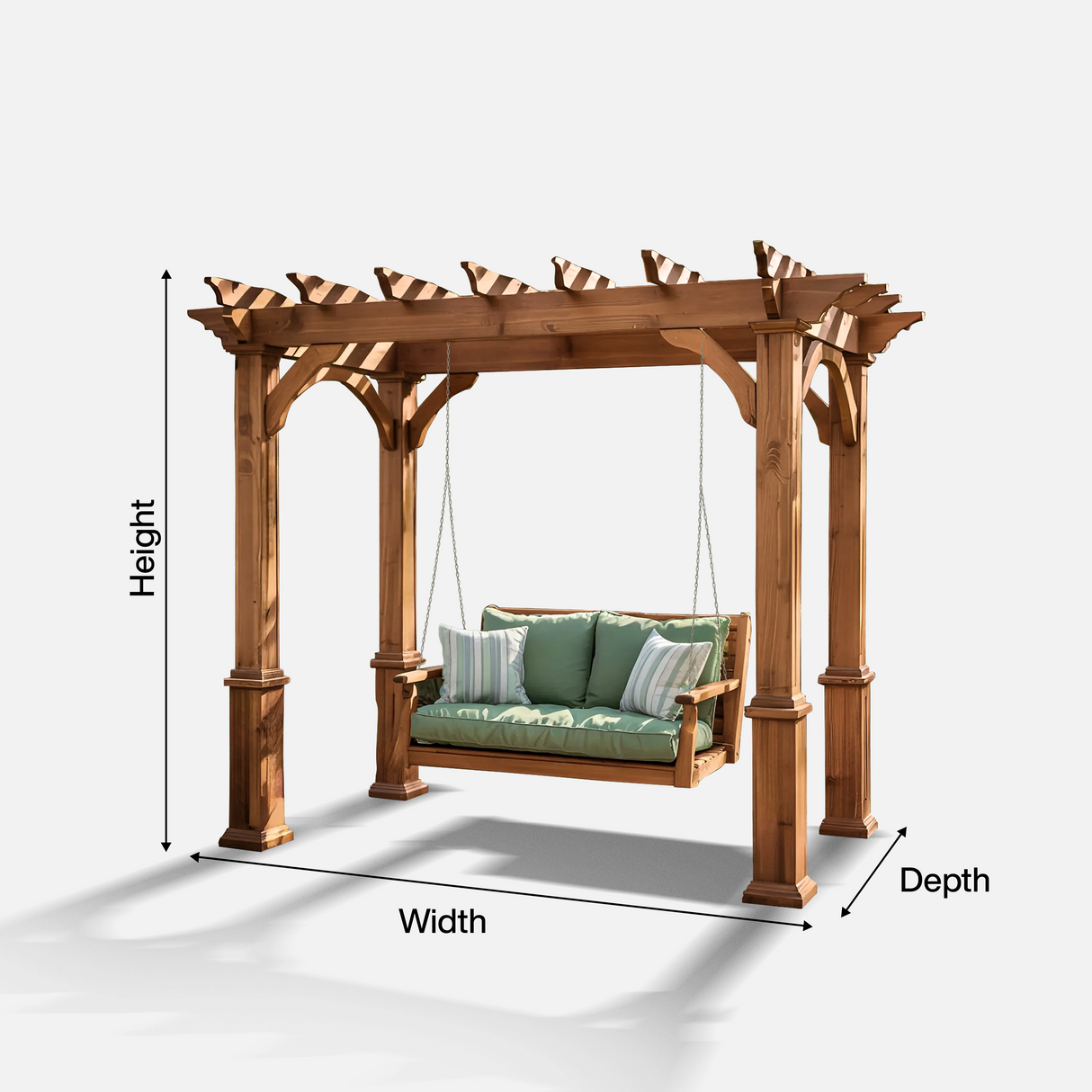 Rustic Pergola Swing Bench For Outdoor Garden And Lounge
