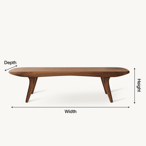 Curved Minimalist Organic Bench For Entryway Bedroom And Living Room
