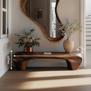 Modern Sculptural Bench And Wall Mirror For Entryway