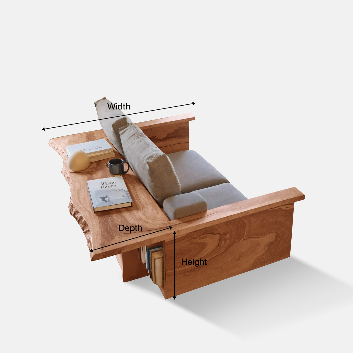 Contemporary Sofa With Built In Side Table For Living Room