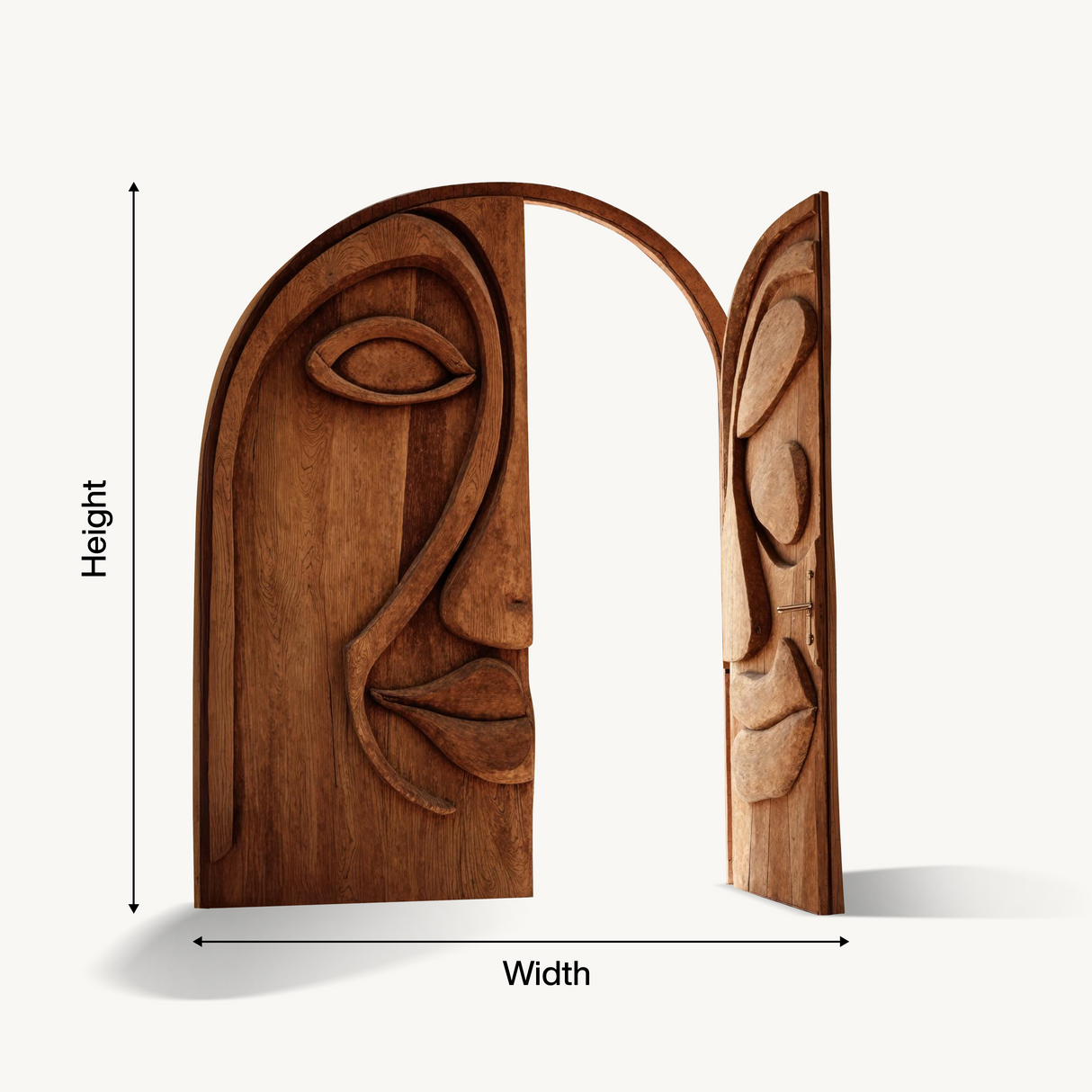 Artistic Face Carved Entry Door For Villa Entrance