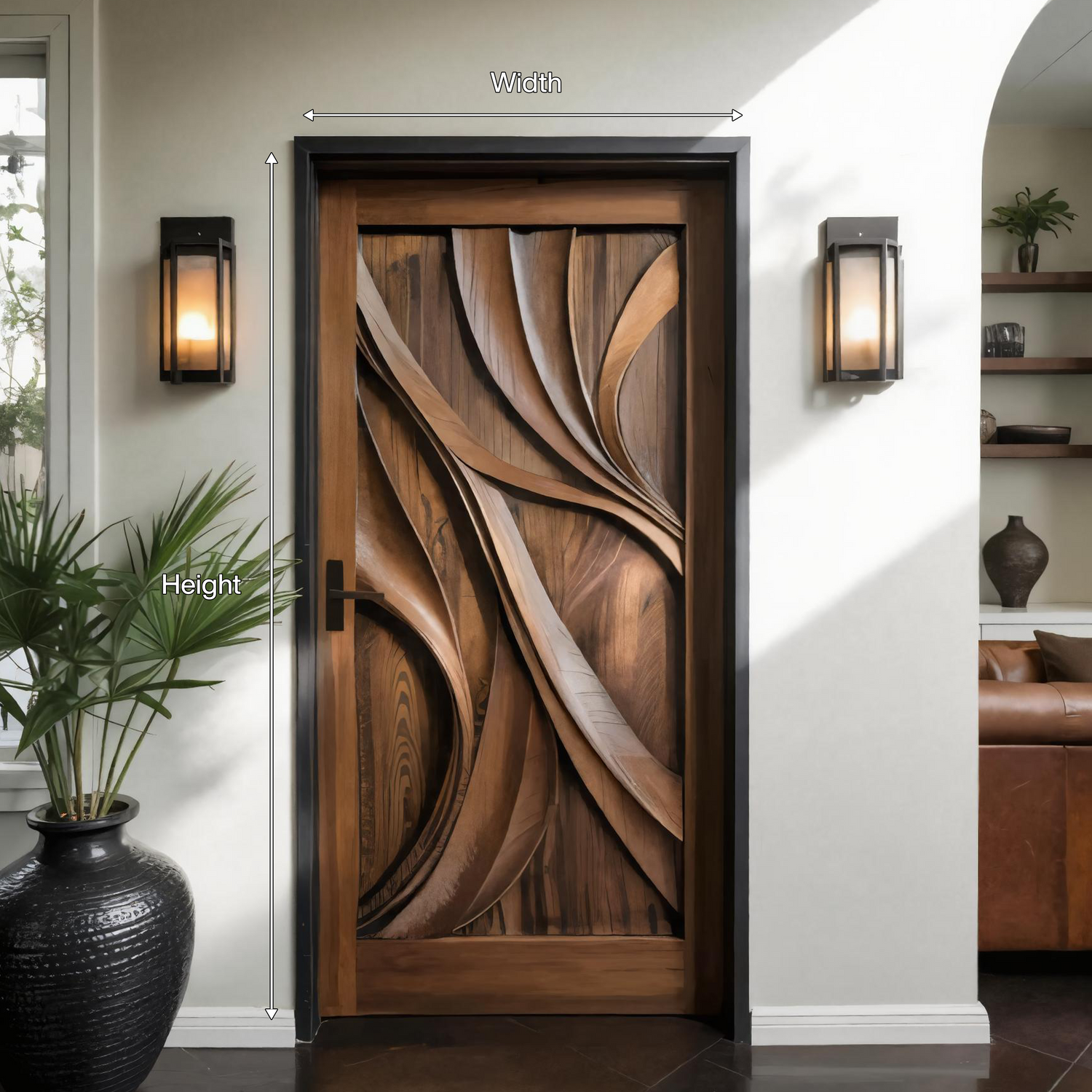 Artistic Carved Door Design For Hallway And Entrance