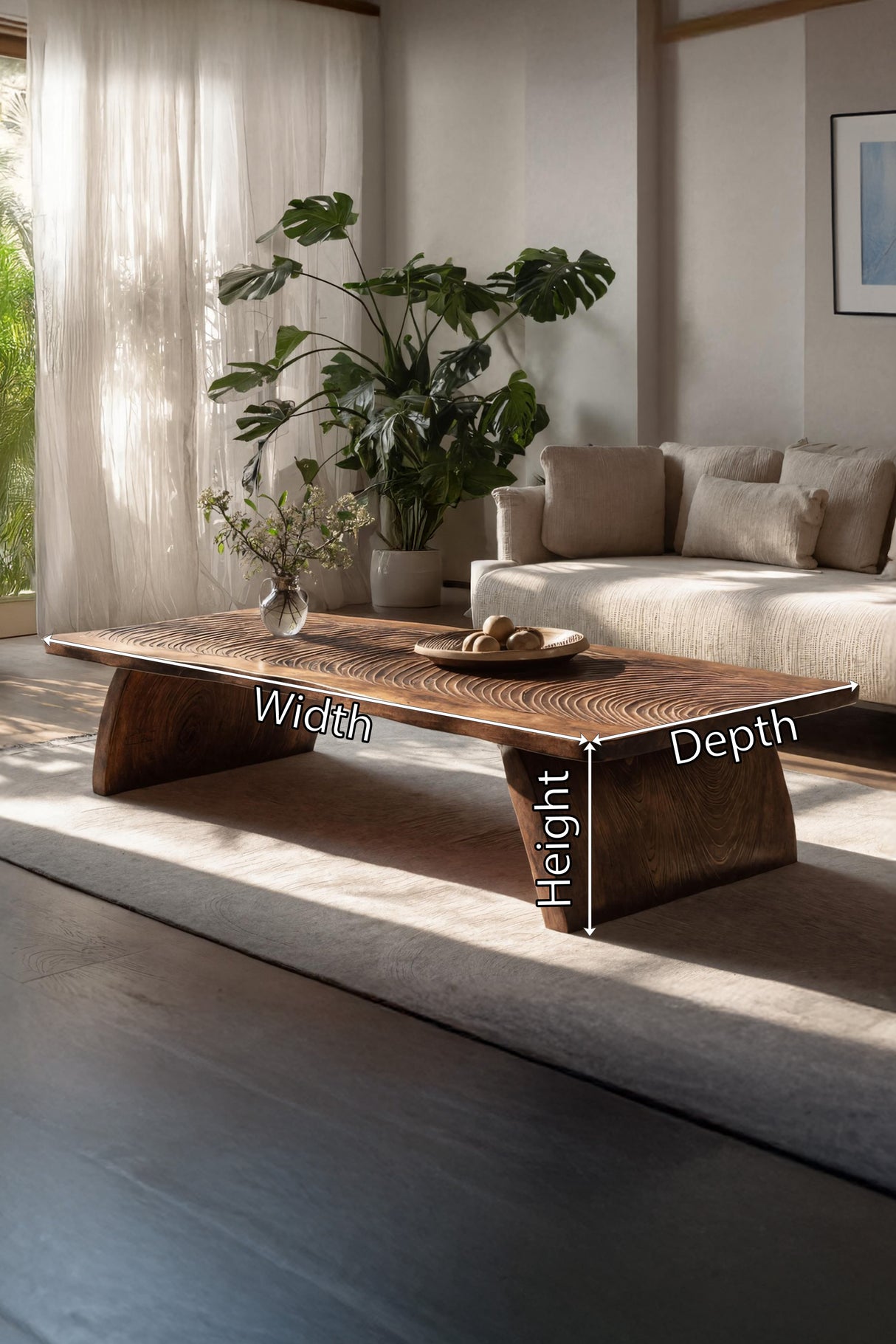 Farmhouse Mid Century Live Edge Coffee Table For Living Room