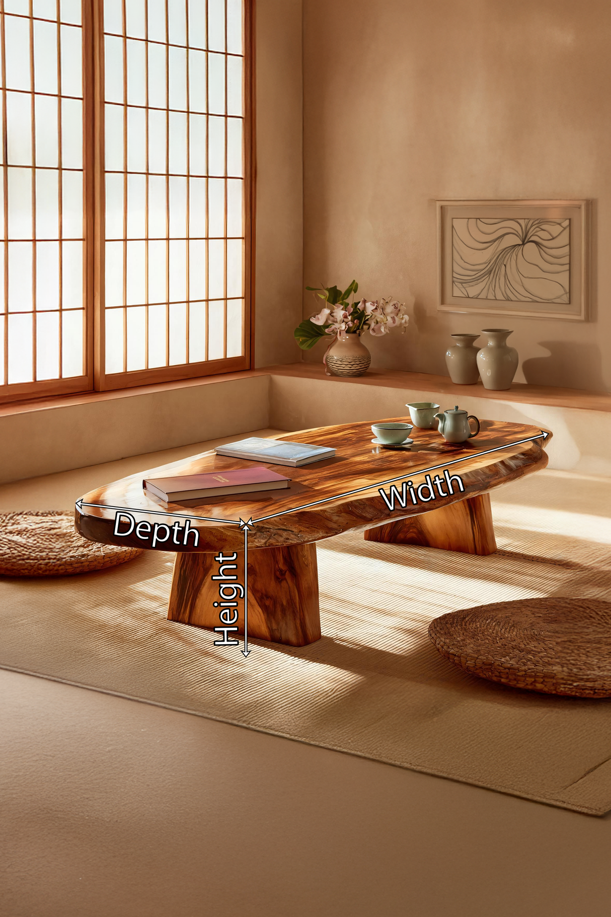 Handcrafted Live Edge Low Table For Living Room Furniture Decor