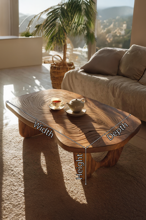 Mid Century Wooden Live Edge Table For Furniture Decor