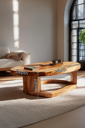 Mid Century Handcrafted Solid Wood Coffee Table For Furniture Decor