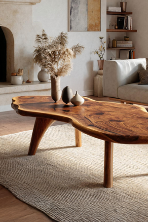 Mid Century Modern Live Edge Coffee Table For Living Room Look