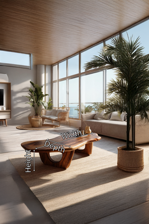 Mid Century Live Edge Coffee Table Solid Wood Furniture Decor