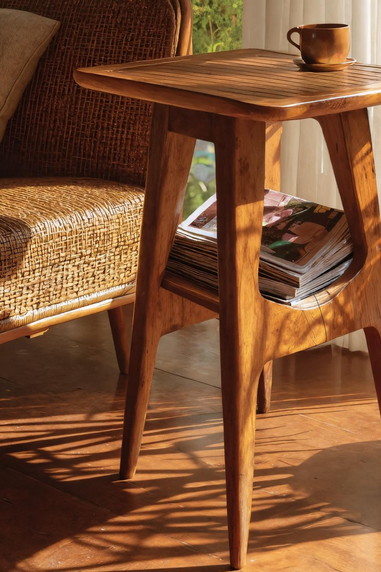Modern Handcrafted Wooden Side Table For Bedroom Furniture Decor