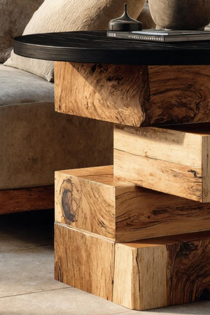 Handcrafted Wooden Side Table For Boho Furniture Styling