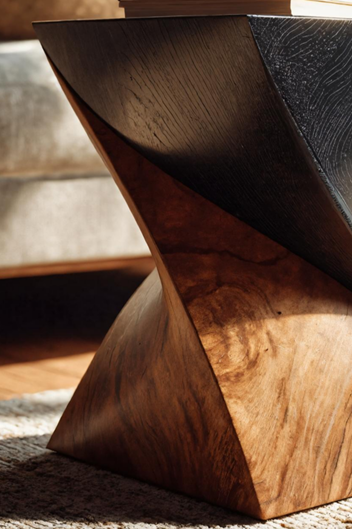 Handcrafted Wooden Side Table For Living Room Art Style