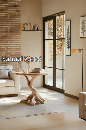 Rustic Solid Wood End Table For Living Room Stylish Wall Display