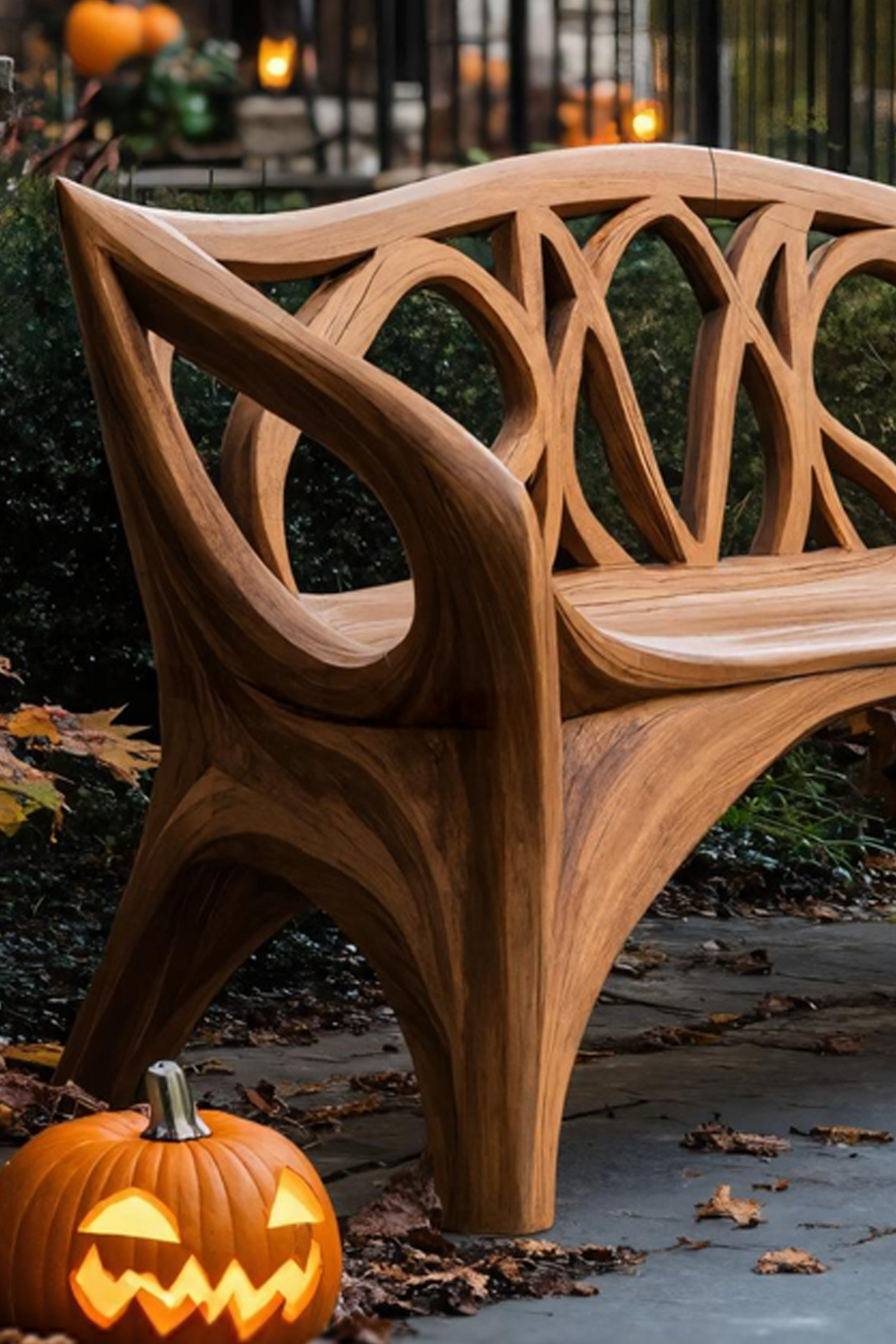 Mid Century Wooden Bench For Outdoor Furniture And Patio Decor