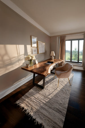 Mid Century Live Edge Wood Desk For Home Decor