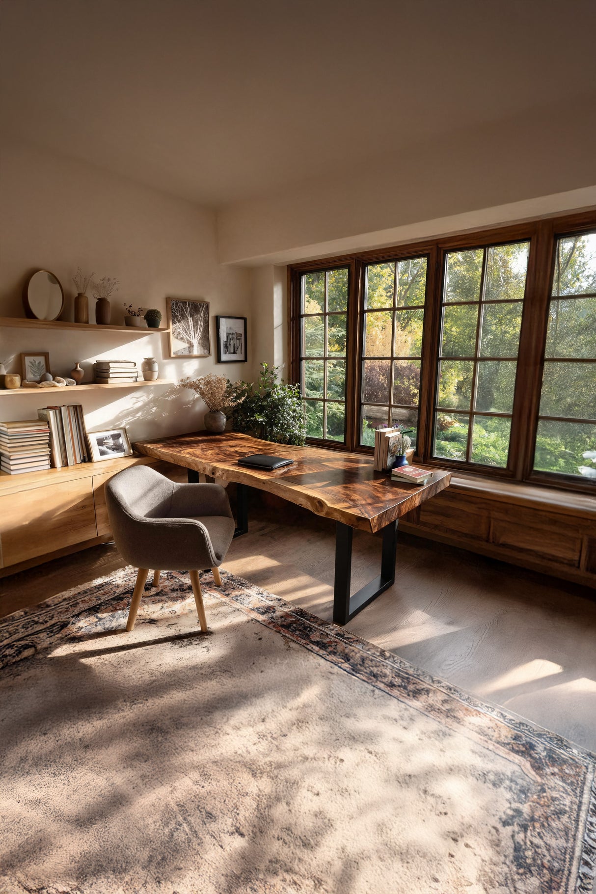 Handcrafted Wooden Live Edge Desk For Furniture Decor