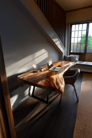 Farmhouse Handmade Live Edge Desk For Interior