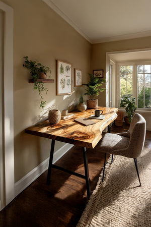 Mid Century Solid Wood Desk For Minimalist Decor