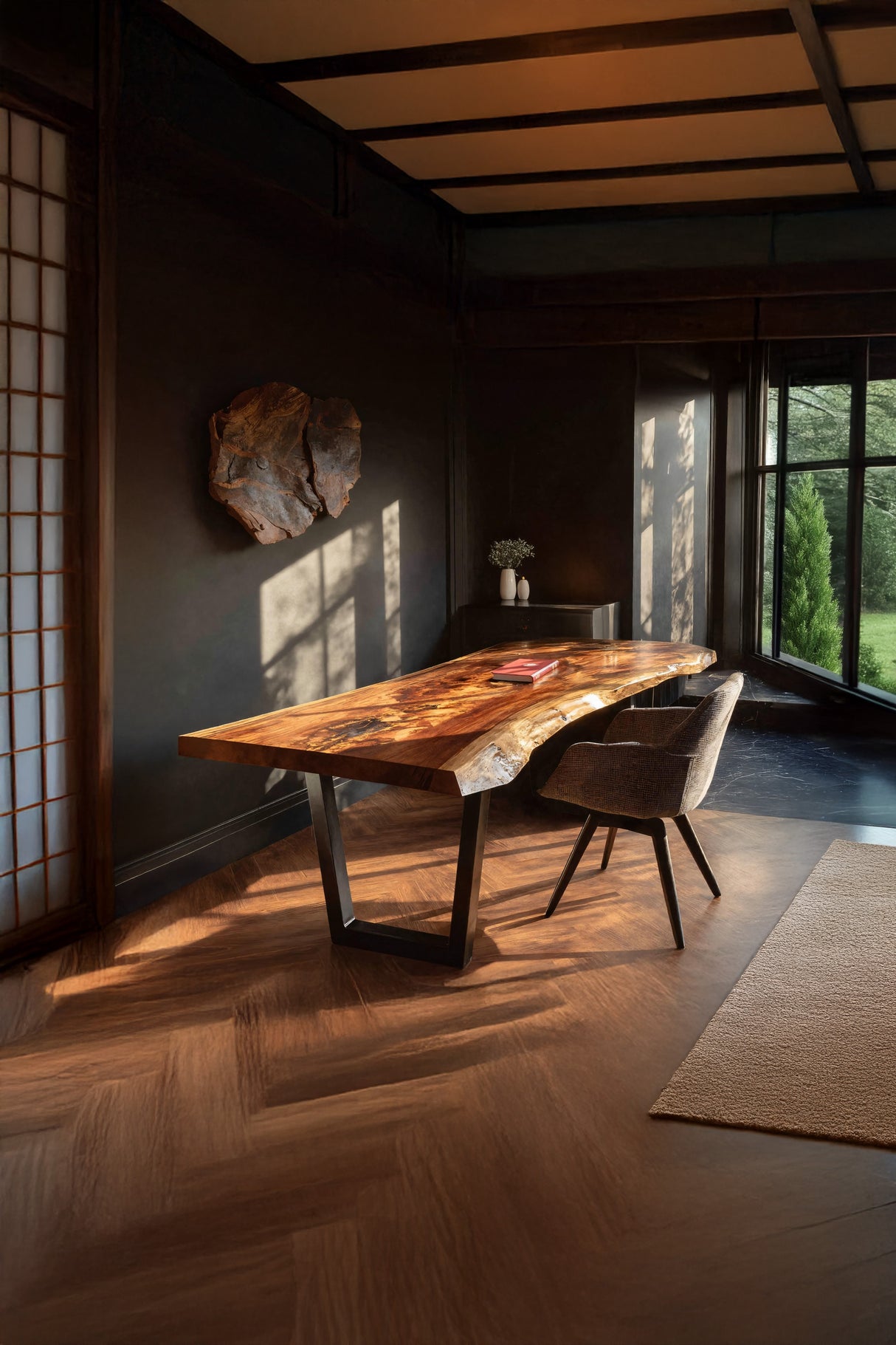 Mid Century Natural Wooden Tabletop For Decor