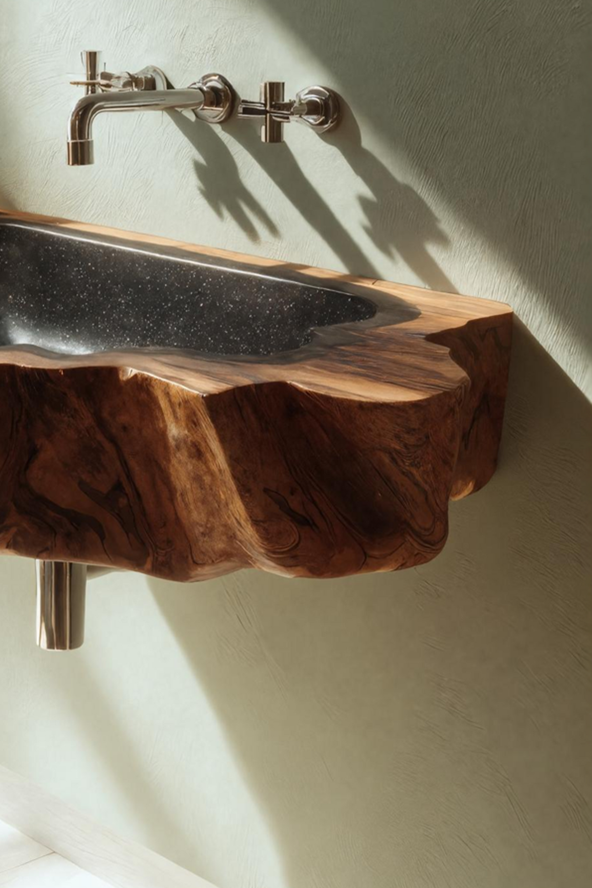 Handcrafted Wooden Wall Mounted Bathroom Sink For Natural Decor