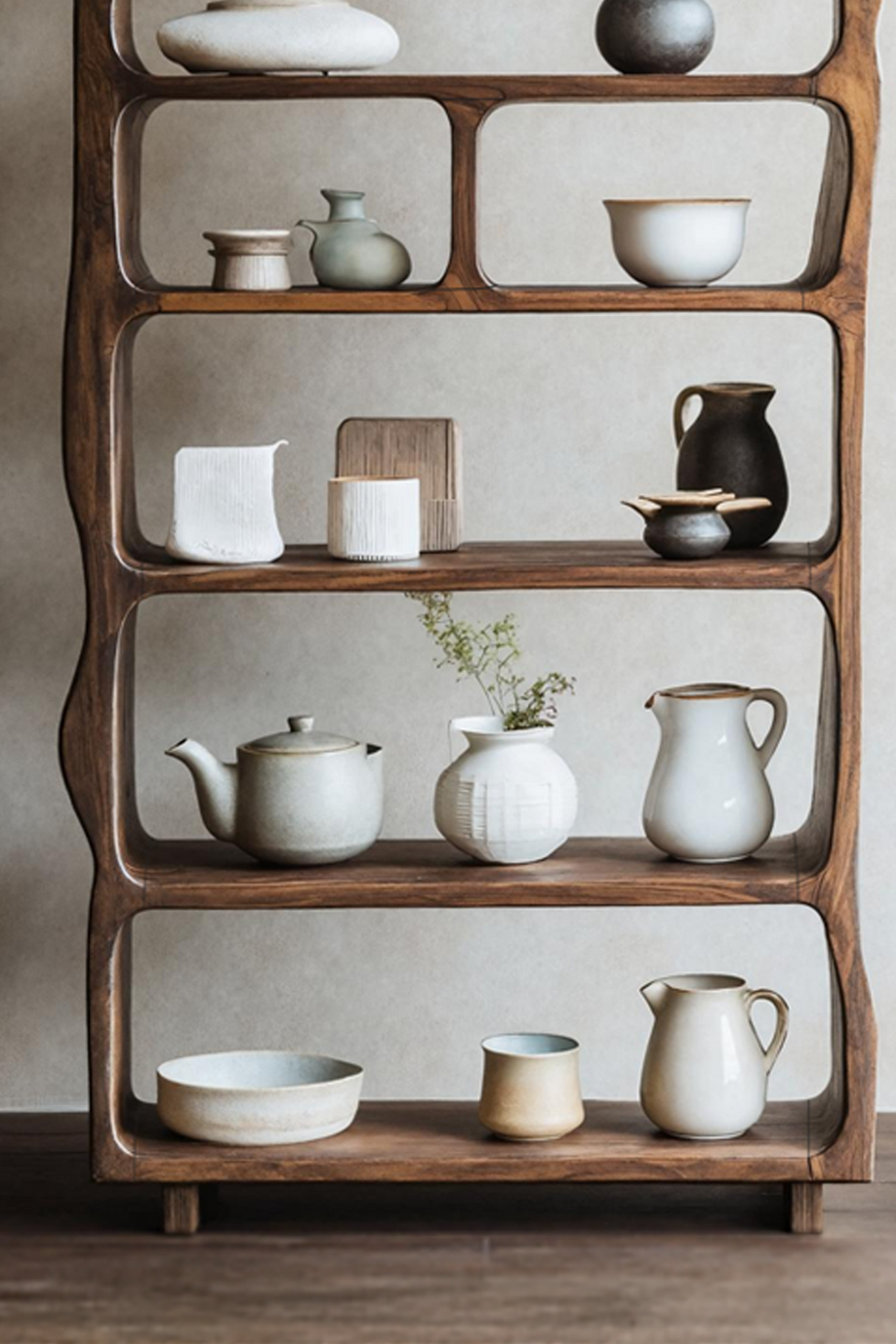 Mid Century Wooden Open Shelf For Living Room Furniture Decor