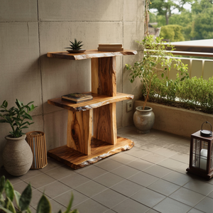Handcrafted Wooden Live Edge Standing Shelf For Bedroom Storage Decor