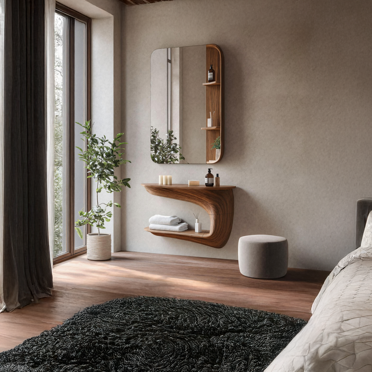 Handcrafted Solid Wood Vanity for Bedroom Furniture Decor