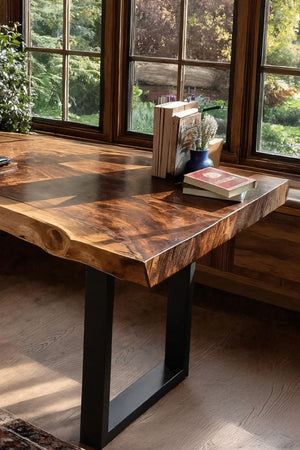 Handcrafted Wooden Live Edge Desk For Furniture Decor