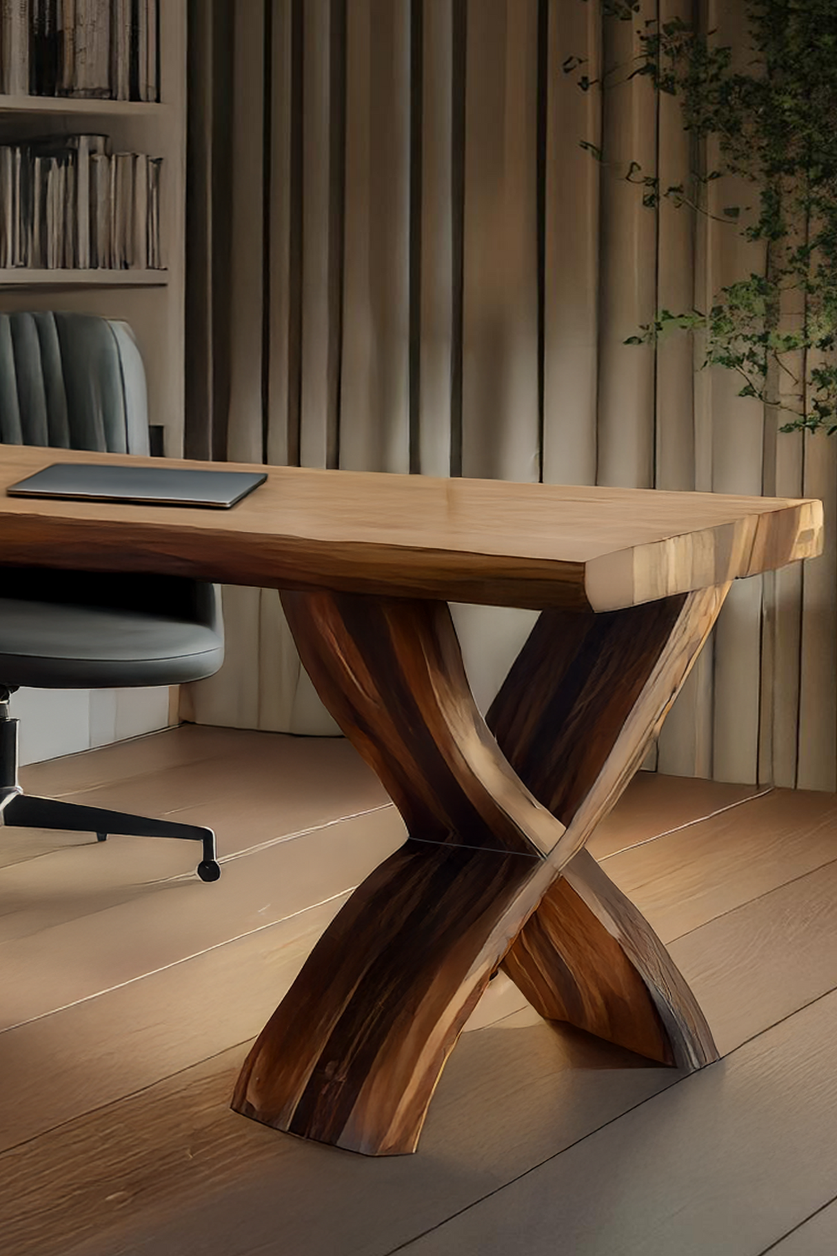 Mid Century Solid Wood Desk For Small Room Home Office