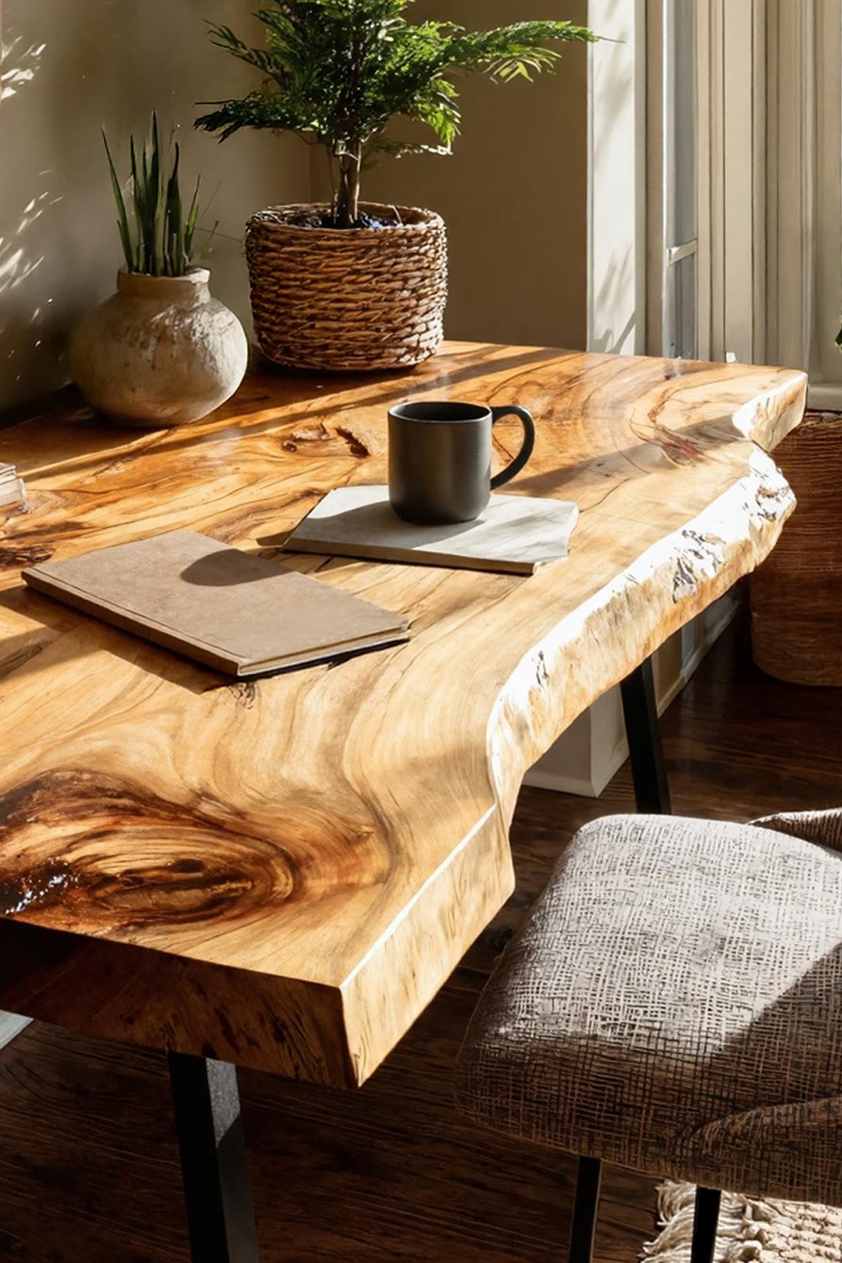 Mid Century Solid Wood Desk For Minimalist Decor