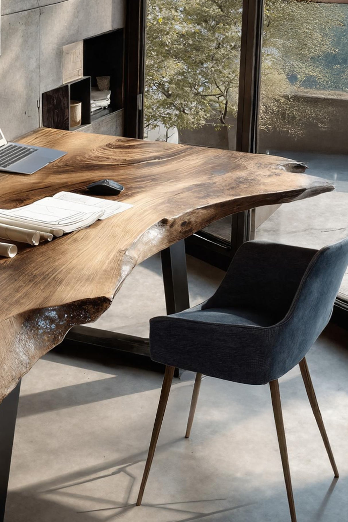 Farmhouse Wooden Live Edge Desk For Bedroom Decor