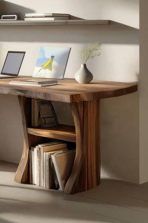 Modern Wooden Live Edge Desk For Small Home Office Setup