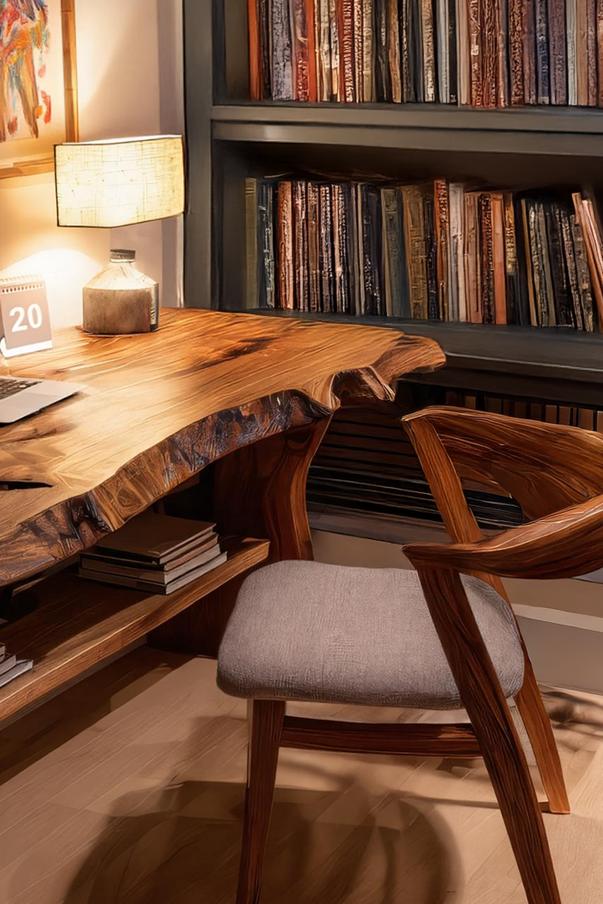 Handcrafted Wooden Live Edge Desk For Living Room Interior