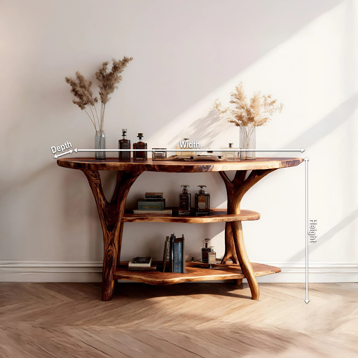 Handcrafted Wooden Live Edge Console Table For Stylish Entryway Furniture