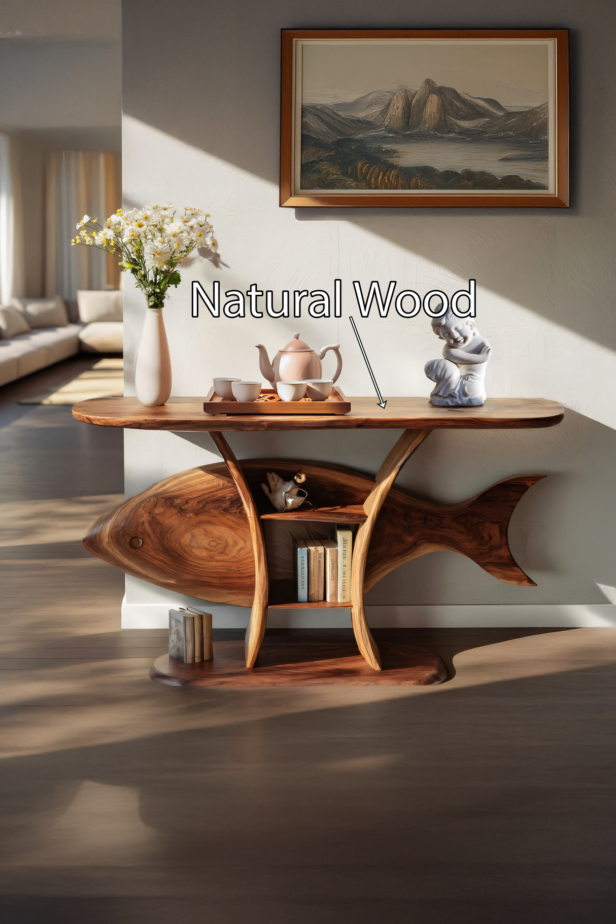 Mid Century Solid Wood Console Table For Furniture Decor Style
