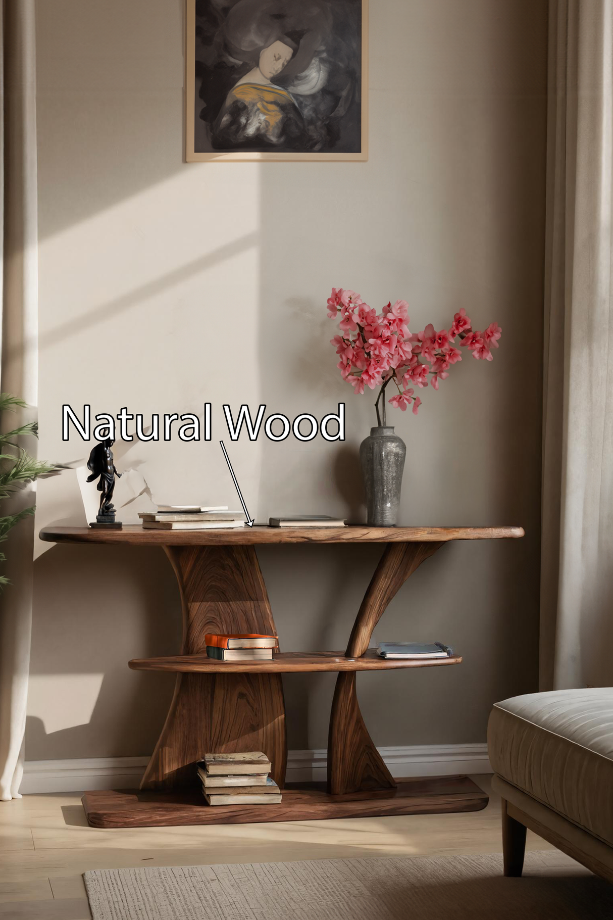 Farmhouse Solid Wood Console Table For Entryway Design And Storage