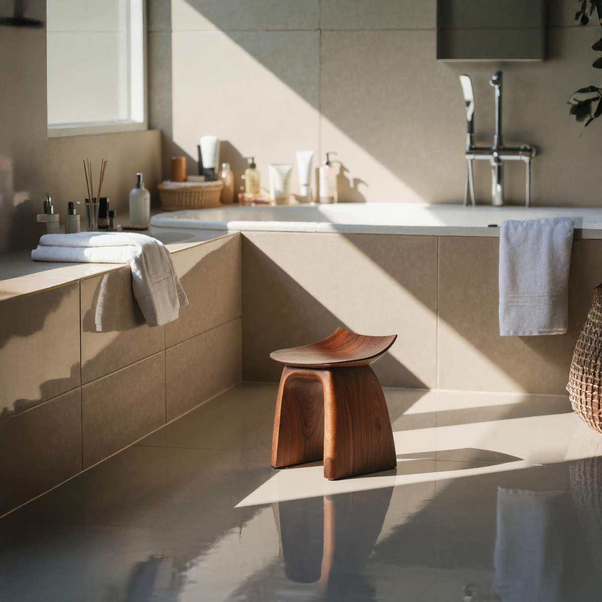 Mid Century Shower Bench For Bathroom Furniture Decor