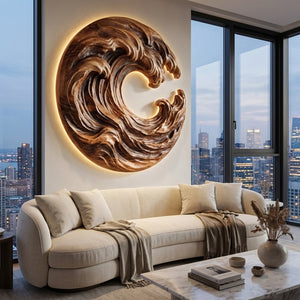 Organic Wooden Wave Wall Art For Wall Decor