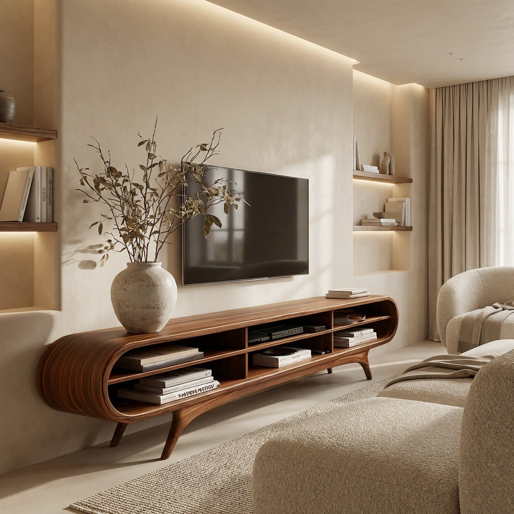 Scandinavian Natural Wood TV Cabinet For Living Room Interior